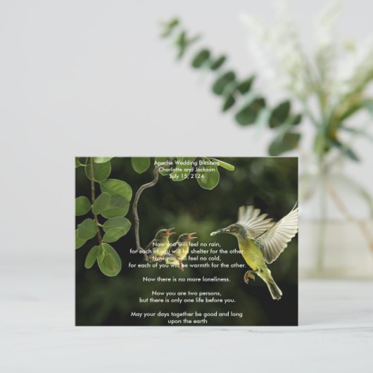 Apache bruiloft zegening moeder kolibrie briefkaart (Staand voorkant)