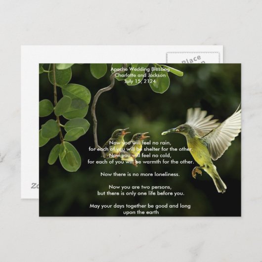 Apache bruiloft zegening moeder kolibrie briefkaart (Voorkant / Achterkant)