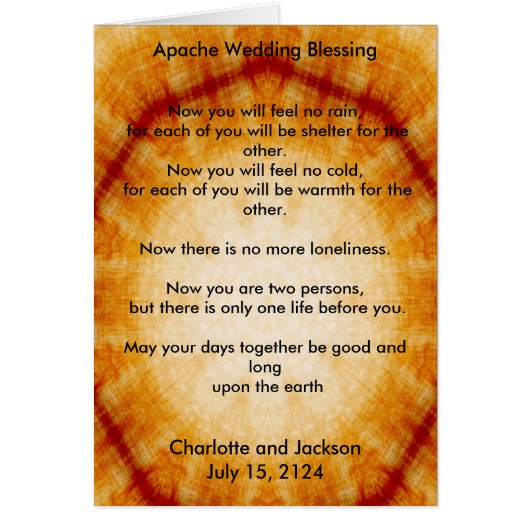 Apache bruiloft zegening oud papier (Voorkant)