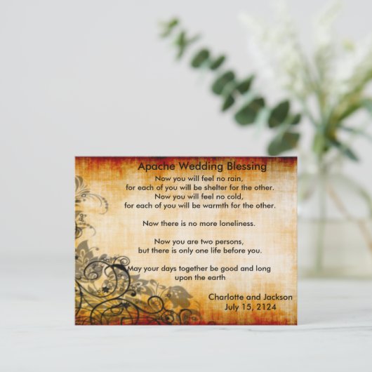 Apache bruiloft zegening oud papier 2 briefkaart (Staand voorkant)
