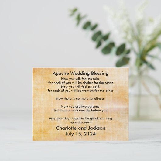 Apache bruiloft zegening oud papier 3 briefkaart (Staand voorkant)