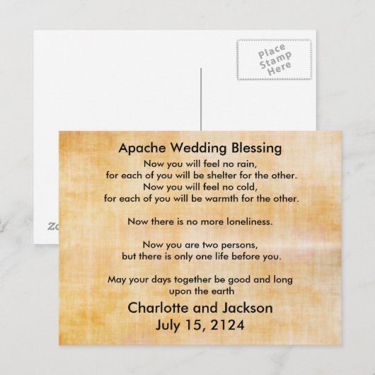 Apache bruiloft zegening oud papier 3 briefkaart (Voorkant / Achterkant)