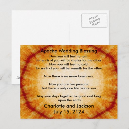 Apache bruiloft zegening oud papier briefkaart (Voorkant / Achterkant)