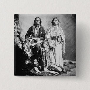 Apache Chief Antonio Maria met zijn gezin, 1897 ( Vierkante Button 5,1 Cm