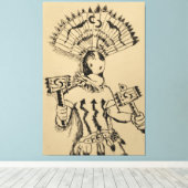 Apache Crown Dancer Schets Canvas Afdruk (Insitu (Houten vloer))