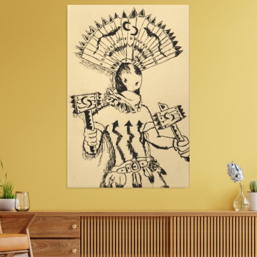 Apache Crown Dancer Schets Canvas Afdruk (Insitu (Woonkamer))