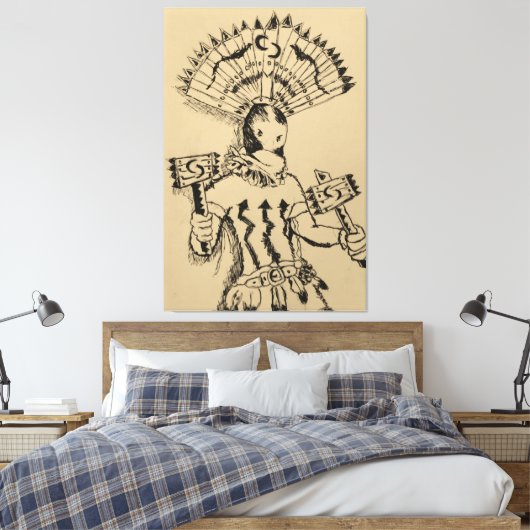 Apache Crown Dancer Sketch Canvas Afdruk (Insitu (Slaapkamer))