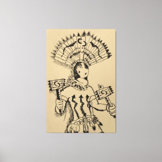 Apache Crown Dancer Sketch Canvas Afdruk (Voorkant)