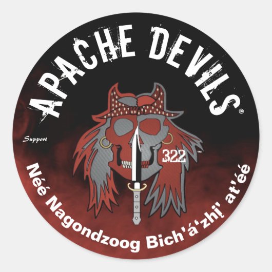 Apache Devils®️™️Apache DEVILS SUPPORT Sticker (Voorkant)