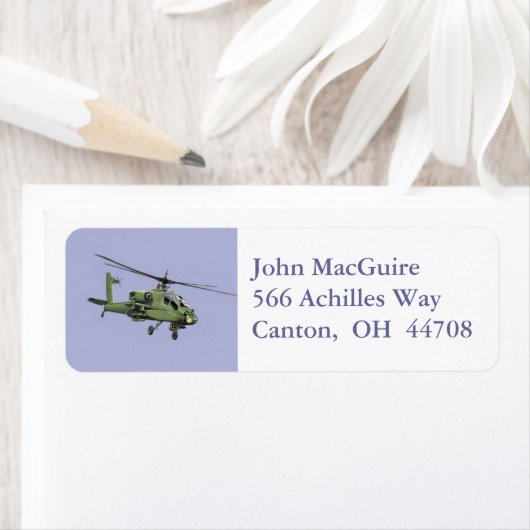 Apache Helikopter adreslabel Etiket (Insitu)