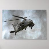 Apache Helikopter in rook Poster (Voorkant)