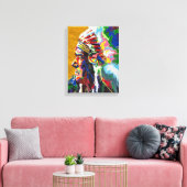 Apache-hoofd geschilderd door Mark Elsen Canvas Afdruk (Insitu (Woonkamer))