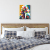 Apache-hoofd geschilderd door Mark Elsen Canvas Afdruk (Insitu (Slaapkamer))