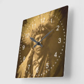 Apache Indiase Chief Garfield Jicarilla  Vierkante Klok (Hoek)