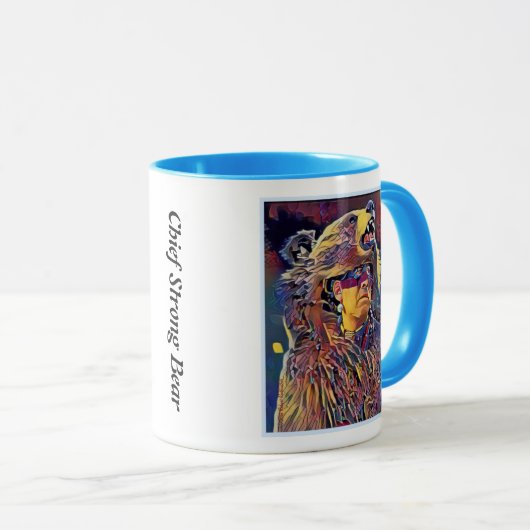 Apache Kinfe ®️ ™️ 🇺 Hoofd Sterke Mok koffie Beer (Voorkant rechts)