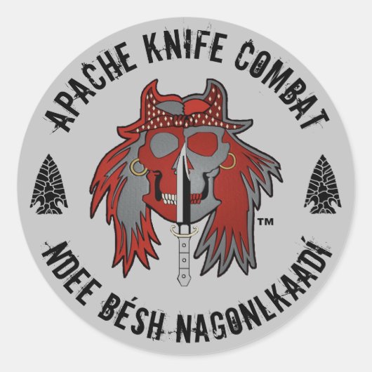 Apache Knife®™ Ronde Sticker (Voorkant)