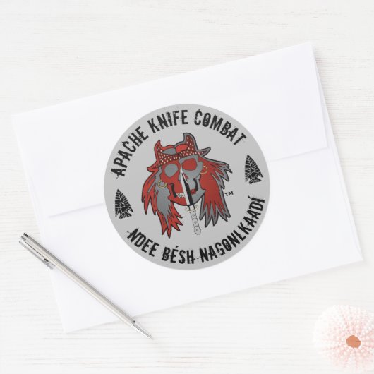 Apache Knife®™ Ronde Sticker (Envelop)