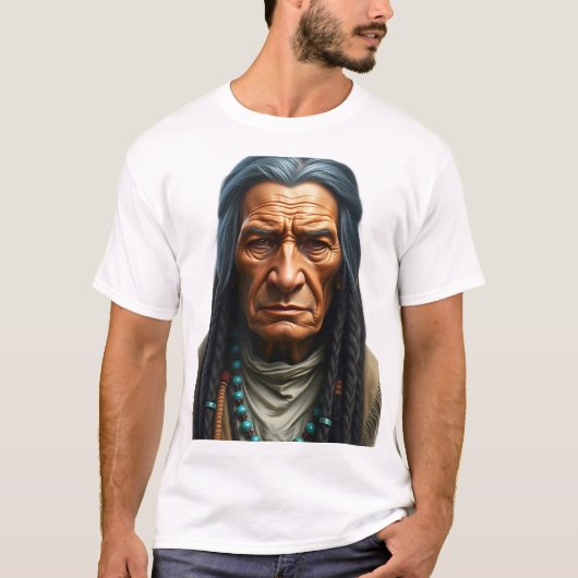 Apache Ouderling Gezicht Illustratie T-shirt (Voorkant)