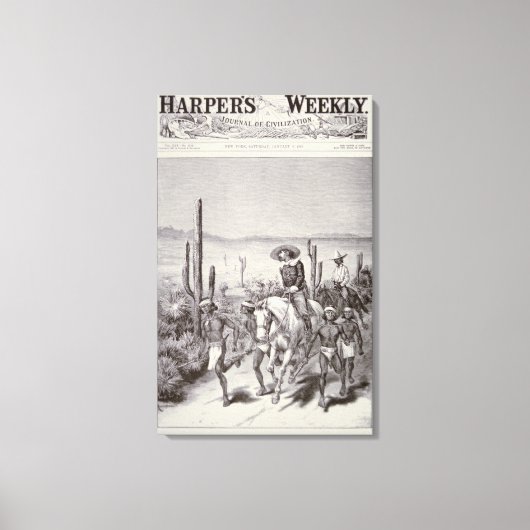 Apache Scouts leidt legerpatrouille op vervolging Canvas Afdruk (Voorkant)