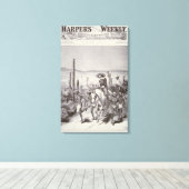 Apache Scouts leidt legerpatrouille op vervolging Canvas Afdruk (Insitu (Houten vloer))