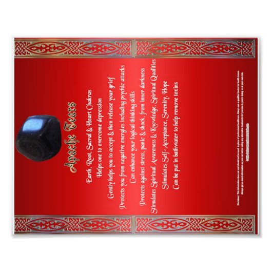 Apache Tears Property Chart Foto Afdruk (Voorkant)