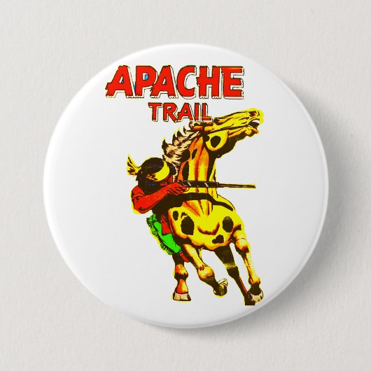 Apache Trail #1, Inheemse Amerikaan met banner Ronde Button 7,6 Cm (Voorkant)