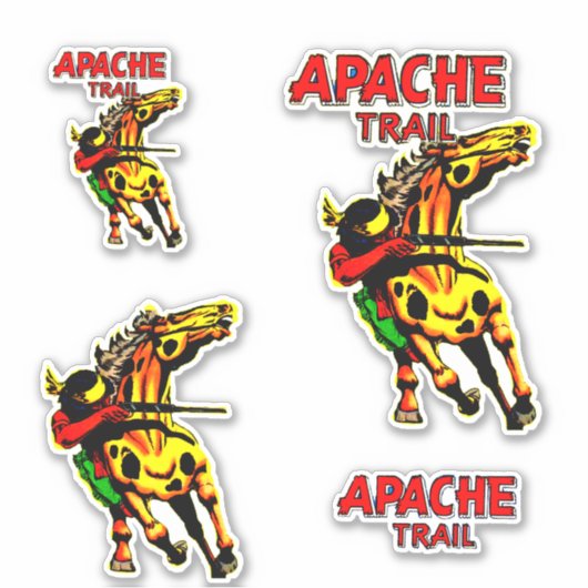 Apache Trail #1, Inheemse Amerikaan met banner Sticker (Voorkant)