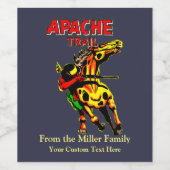 Apache Trail #1, Inheemse Amerikaan met banner Wijn Etiket (Enkel label)