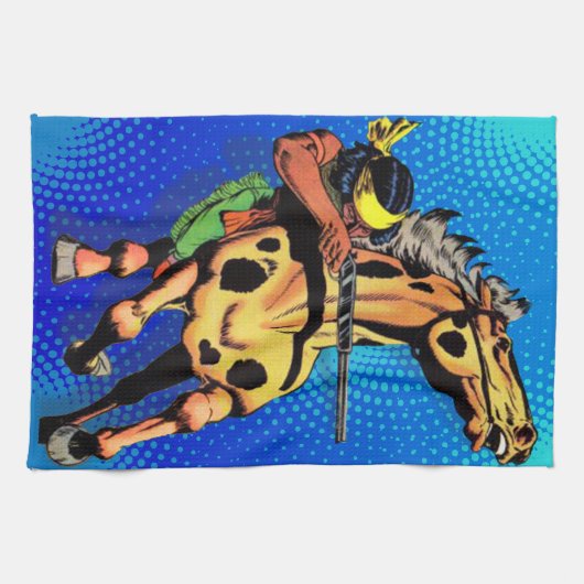 Apache Trail #1, Inheemse Amerikaan op Horseback Theedoek (Horizontaal)