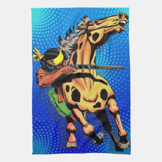 Apache Trail #1, Inheemse Amerikaan op Horseback Theedoek (Verticaal)