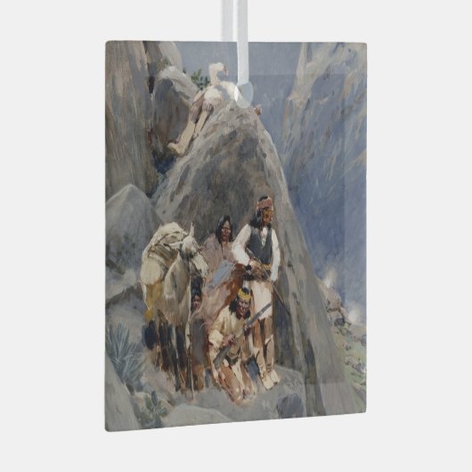 Apache Tribe Vechten tegen Amerikaanse Indiaanse O Glas Ornament (Voorkant Rechts)