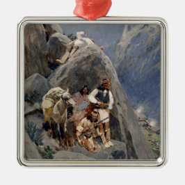 Apache Tribe Vechten tegen Amerikaanse Indiaanse O Metalen Ornament