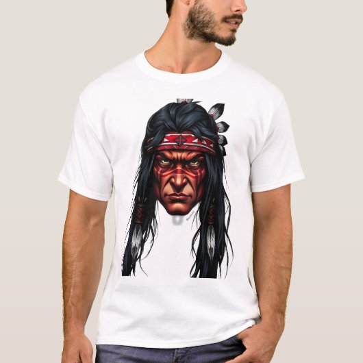 Apache Warrior Face Illustratie T-shirt (Voorkant)