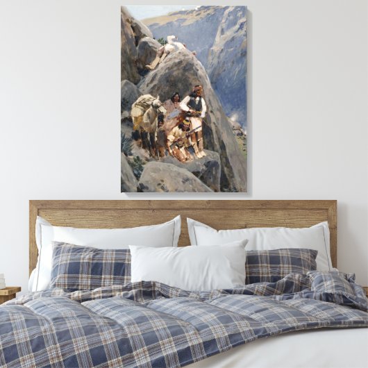 Apache Warriors: hinderlaag voor Amerikaanse caval Canvas Afdruk (Insitu (Slaapkamer))