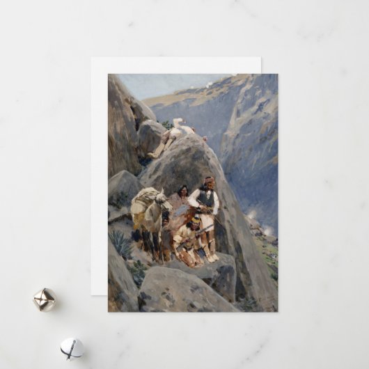 Apache Warriors: hinderlaag voor Amerikaanse caval Feestdagenkaart (Voorkant / Achterkant in situ)