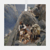 Apache Warriors: hinderlaag voor Amerikaanse caval Glas Ornament (Achterkant)