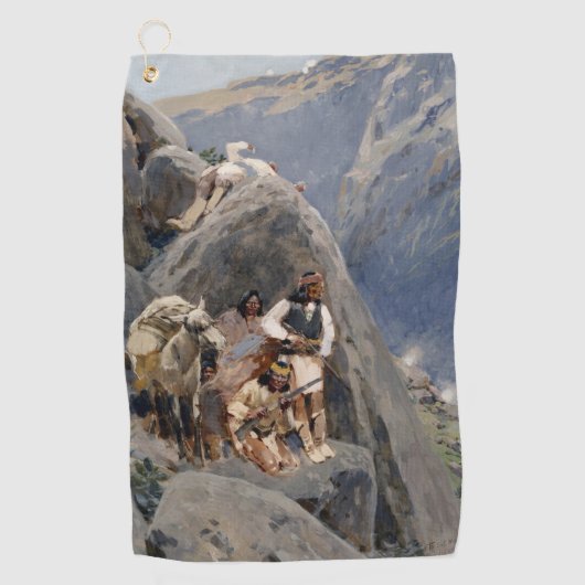 Apache Warriors: hinderlaag voor Amerikaanse caval Golfhanddoek (Voorkant)