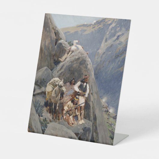 Apache Warriors: hinderlaag voor Amerikaanse caval Reclamebord Met Voetstuk (Voorkant)