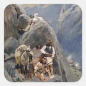 Apache Warriors: hinderlaag voor Amerikaanse caval Vierkante Sticker (Voorkant)