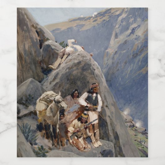 Apache Warriors: hinderlaag voor Amerikaanse caval Wijn Etiket (Enkel label)