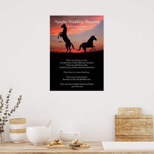 Apache Wedding Blessing Arabian horses silhouette Poster (Keuken)