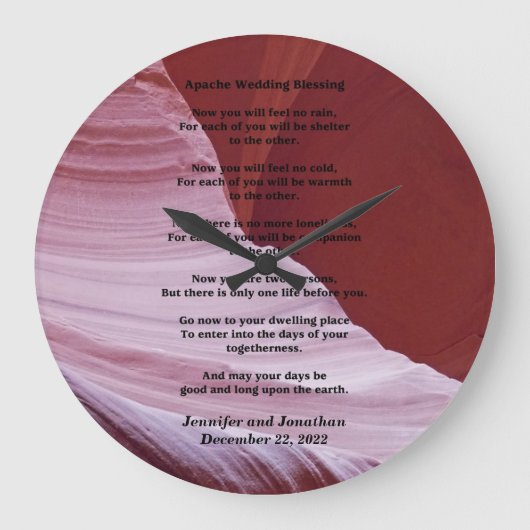 Apache Wedding Blessing Canyon Foto Clock Custom Grote Klok (Voorkant)