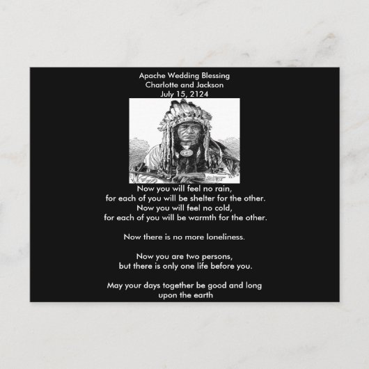 Apache Wedding Blessing Cheif Briefkaart (Voorkant)