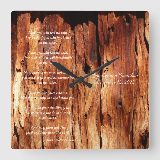 Apache Wedding Blessing Custom Square Wall klok (Voorkant)