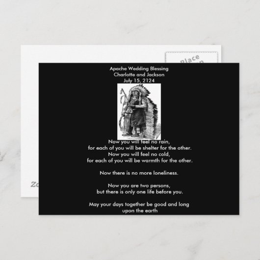Apache Wedding Blessing Dakota-Sioux Cheif Briefkaart (Voorkant / Achterkant)