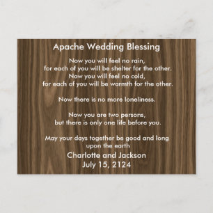 Apache Wedding Blessing Dark Wood Grain Briefkaart