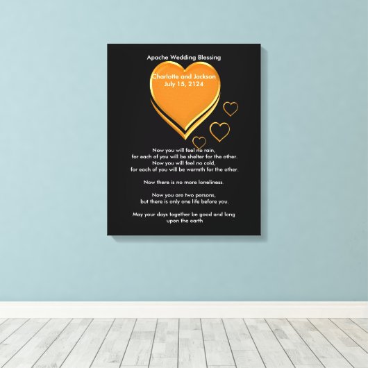 Apache Wedding Blessing Gold Hearts Canvas Afdruk (Insitu (Houten vloer))