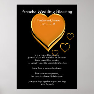 Apache Wedding Blessing Gold Hearts Poster