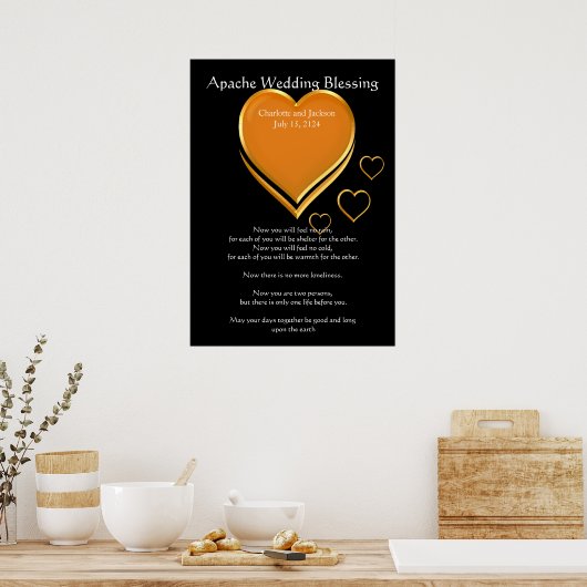 Apache Wedding Blessing Gold Hearts Poster (Keuken)