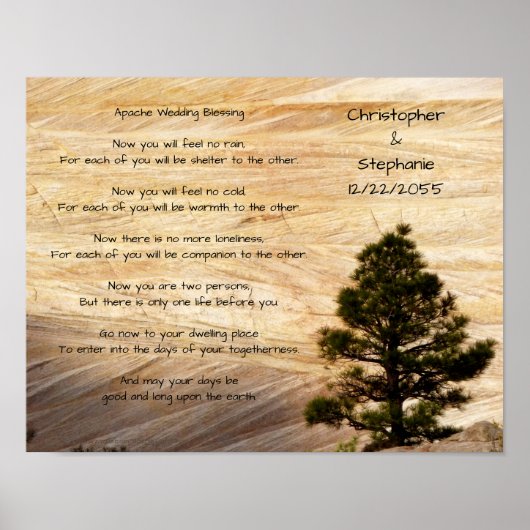 Apache Wedding Blessing Light Brown Stone and Tree Poster (Voorkant)